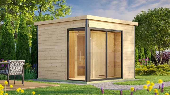 Saunahaus 412, 300x300, Saunaofen Kompakt, 9,0 kW, naturbelassen