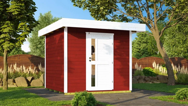 Gartenhaus Kingston 172, 235x241, Design-Einzeltür, schwedenrot