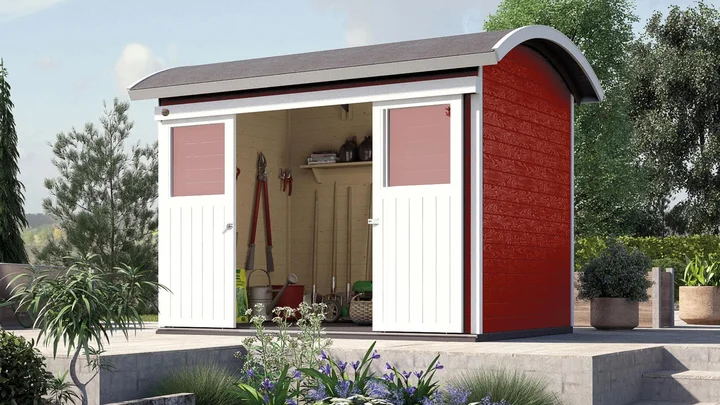 Schiebetürhaus Stockton 228, 295x215, Schwedenrot