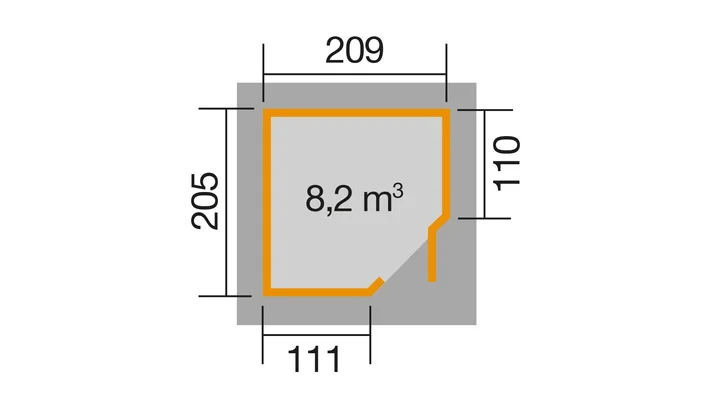 Gartenhaus Blackmount Angle 229, 209x205, Naturbelassen