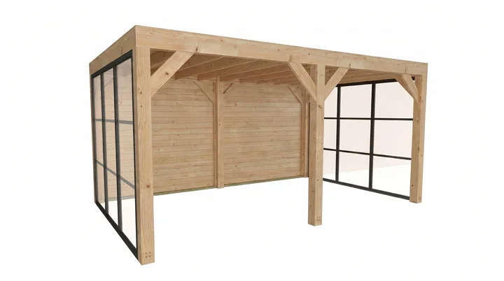 Gartenlaube Lumley, 499x307, 2 Wände, 2 Glaselemente, naturbelassen