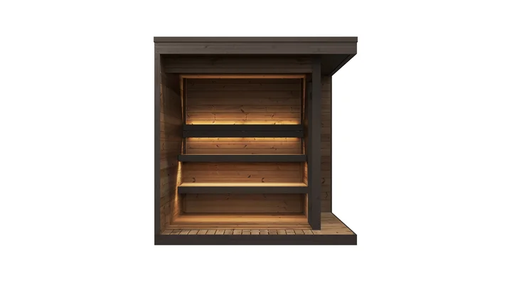 Saunahaus Viira 2, 229x229, Glastür, Fenster, Dachbahn, naturbelassen