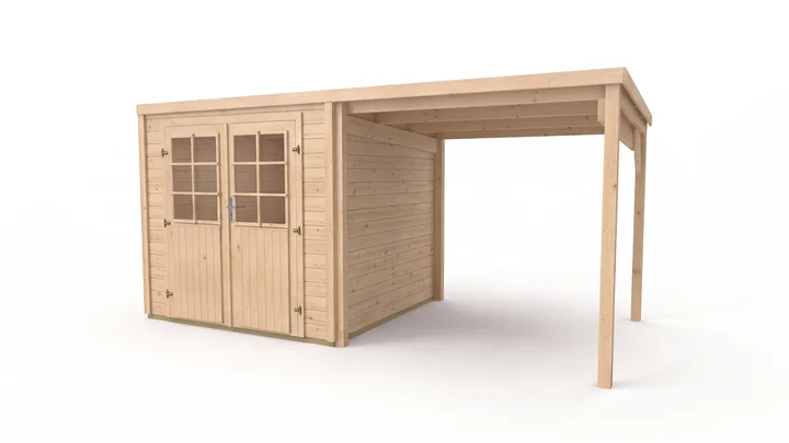Gartenhaus Lugo, 210x210, Doppeltür, Anbau, naturbelassen
