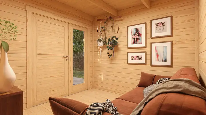 Gartenhaus Amberley, 250x250, Design-Doppeltür, grüngrau/anthrazit