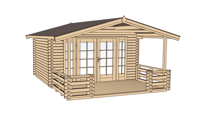 Weekendhaus Bornio 137, 380x580, Terrasse, 2 Fenster, Panorama-Doppeltür, naturbelassen