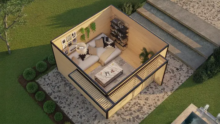 Gartenhaus Amberley, 400x400, Doppeltür, 2 Fenster, naturbelassen