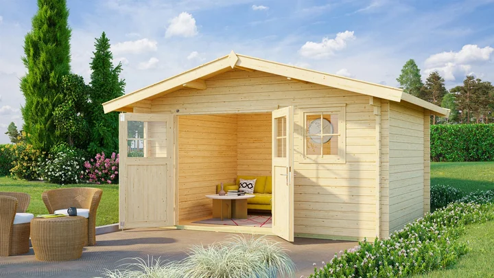 Gartenhaus Blumberg 136, 380x380, Naturbelassen