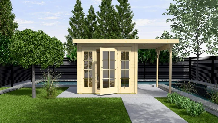 Gartenhaus Melton 172, 530x239, Naturbelassen