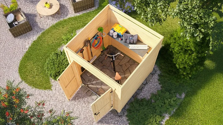 Gartenhaus Batu, 200x200, Vollholz-Doppeltür, naturbelassen