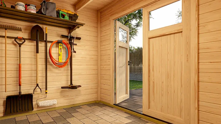 Gartenhaus Batu, 250x200, Doppeltür, naturbelassen