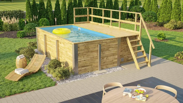 Gartenpool Siarago 595, 416x309, Folie Blau, Filteranlage