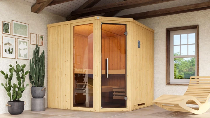 Elementsauna Varberg, 192x192, Glastür