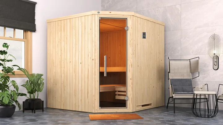 Elementsauna Varberg, 192x192, Glastür