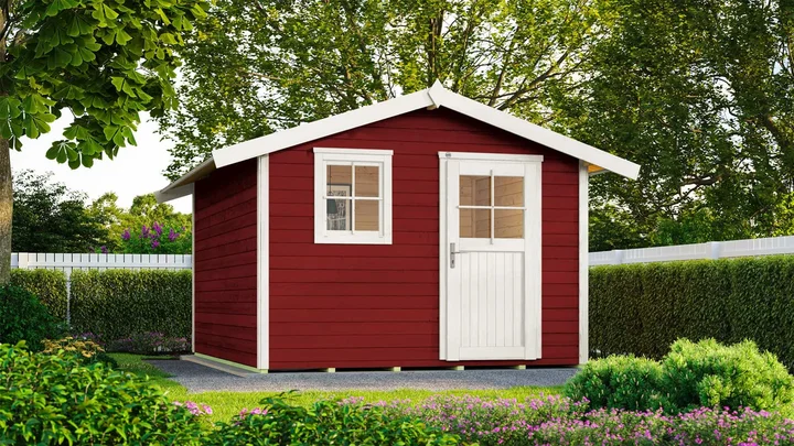 Gartenhaus Blackmount 123, 301x295, Satteldach, Einzeltür, schwedenrot