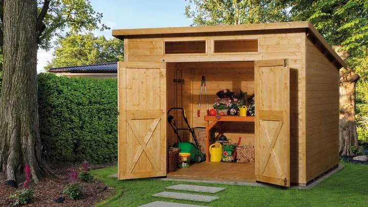 Gartenhaus Limmen 325, 250x299, Eiche hell lasiert