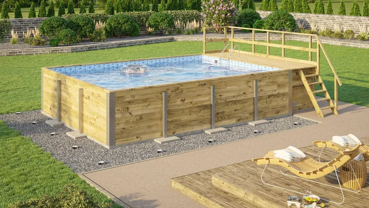 Gartenpool Siarago 595, 416x644, Folie Mosaik-Blau, Filteranlage