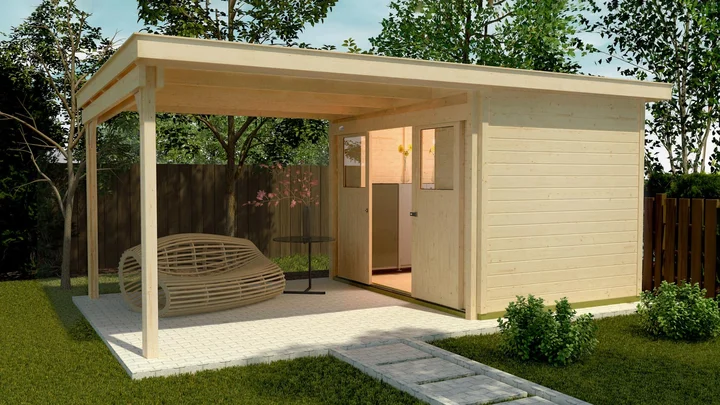Schiebetürhaus Stockton 225, 590x299, Anbau1, naturbelassen