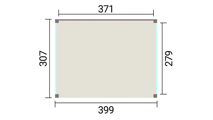 Gartenlaube Lumley, 399x307, Wand, 2 Glaselemente, naturbelassen