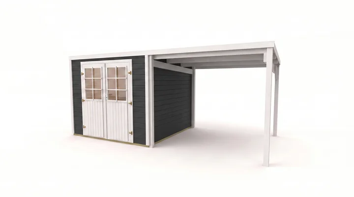 Gartenhaus Lugo, 235x235, Doppeltür, Anbau, anthrazit
