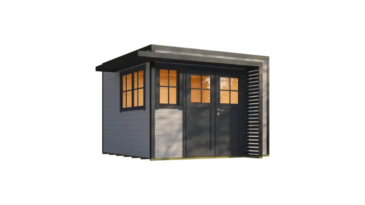 Gartenhaus Amberley, 300x300, Doppeltür, 2 Fenster, grau/anthrazit