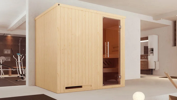 Elementsauna Halmstad, 192x142, Glastür