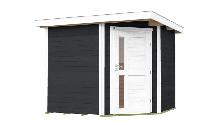 Gartenhaus Blackmount Angle 229, 239x235, Eckeinstieg, Design-Einzeltür, anthrazit