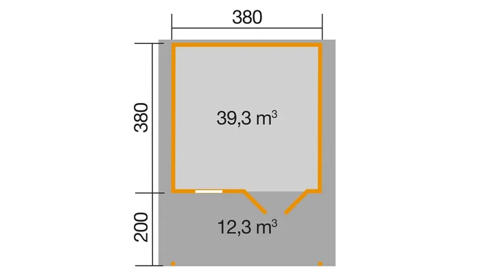 Gartenhaus Blumberg 111, 380x580, Naturbelassen