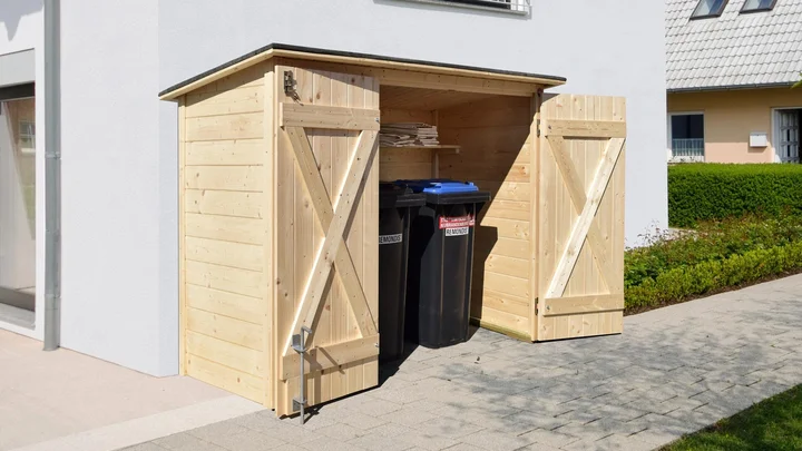 Fahrrad-Multibox 367, 205x84, Doppeltür, Regalboden, naturbelassen