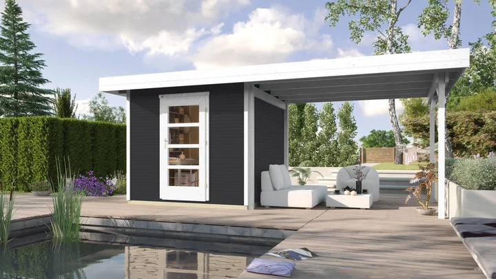 Gartenhaus Kingston wekaLine 172, 500x211, Anbau2, Panoramatür, anthrazit