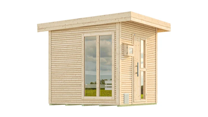 Saunahaus Kuopio wekaLine, 238x238, Design-Einzeltür, naturbelassen