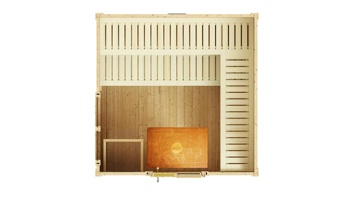 Saunahaus Kuopio wekaLine, 238x238, Design-Einzeltür, naturbelassen