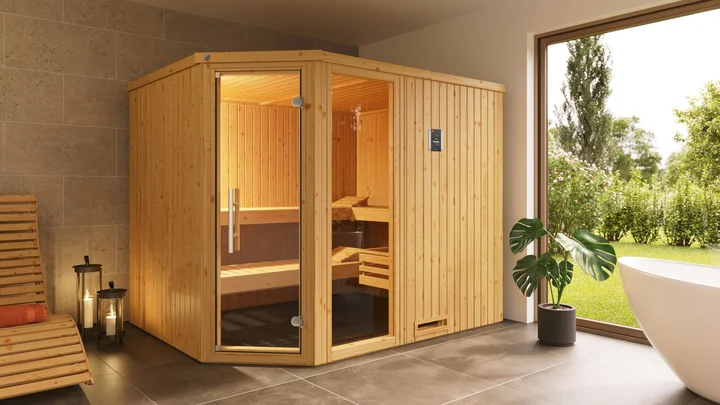 Elementsauna Varberg, 242x192, Glastür