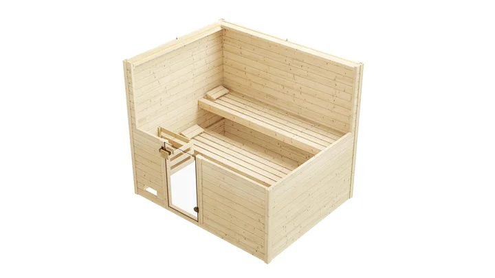 Massivholzsauna Valida, 239x189, Glastür