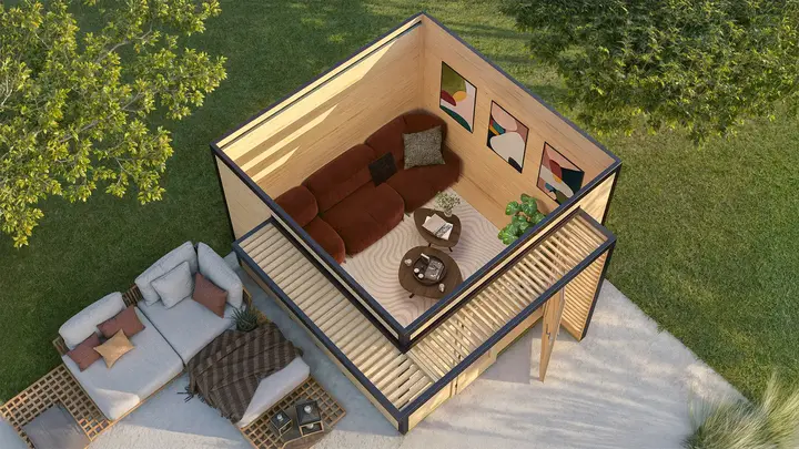 Gartenhaus Amberley, 300x300, Doppeltür, 2 Fenster, naturbelassen