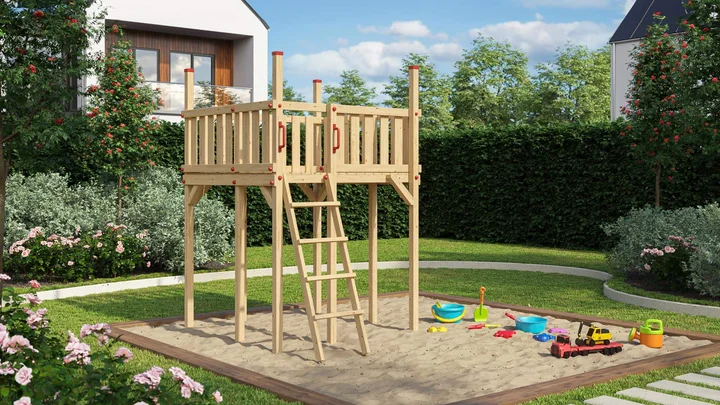 Tabaluga Spielturm 816, 160x167, Naturbelassen