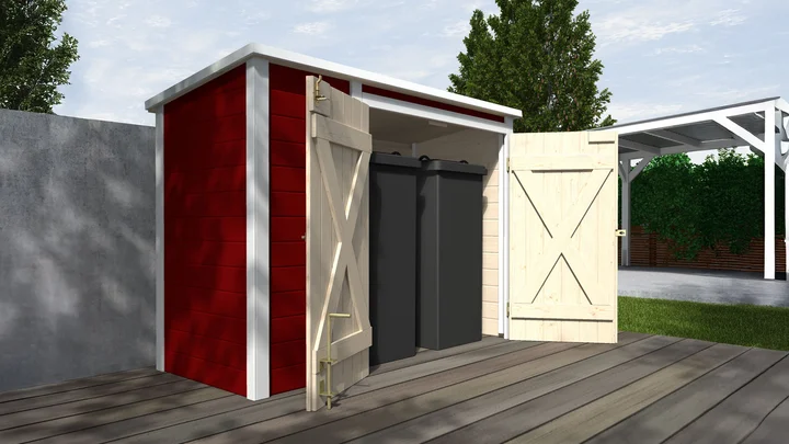 Fahrrad- und Mülltonnenbox 367, 205x84, Schwedenrot