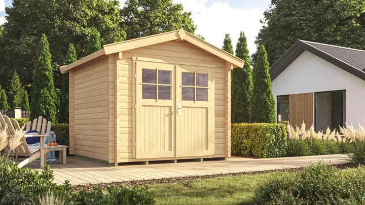 Gartenhaus Blumberg 132, 250x250, Doppeltür, naturbelassen