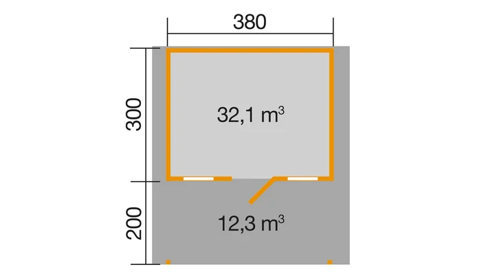 Gartenhaus Blumberg 135, 380x500, Naturbelassen