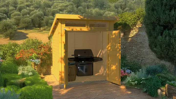 Gartenhaus Blackmount 325, 198x194, Eiche hell lasiert