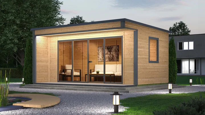 Gartenhaus Cubilis wekaLine 412, 498x400, Glastür, 4 Fenster, Vordach, naturbelassen