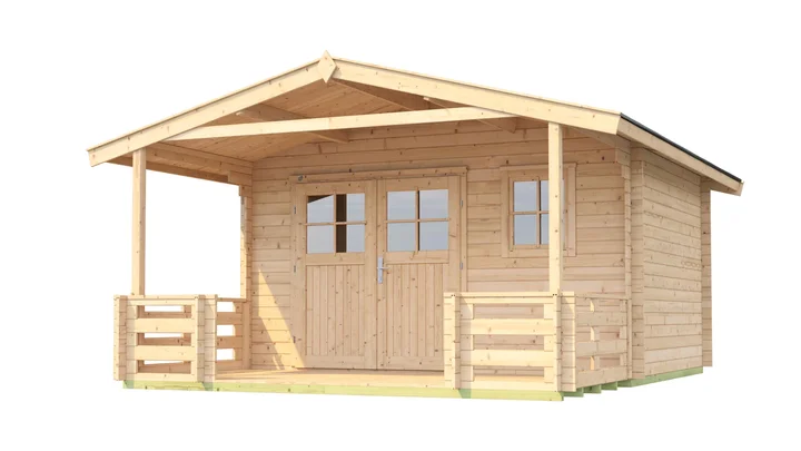 Gartenhaus Blumberg 111, 380x450, Terrasse, Doppeltür, 1 Fenster, naturbelassen