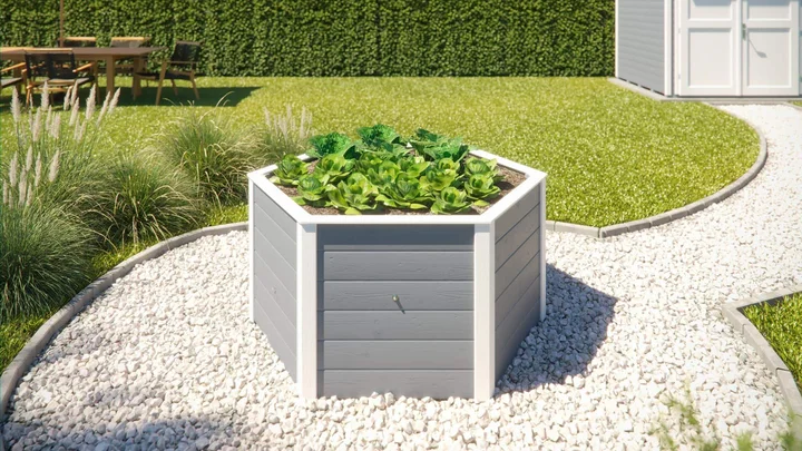 6-Eck-Hochbeet 669, 120x120, Grau