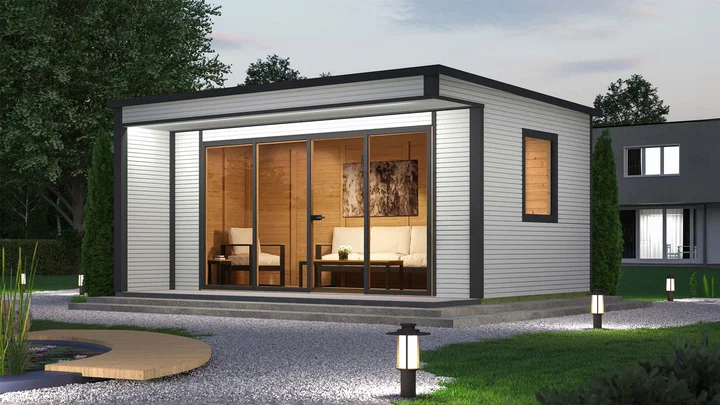 Gartenhaus Cubilis wekaLine 412, 498x400, Glastür, 4 Fenster, Vordach, grau