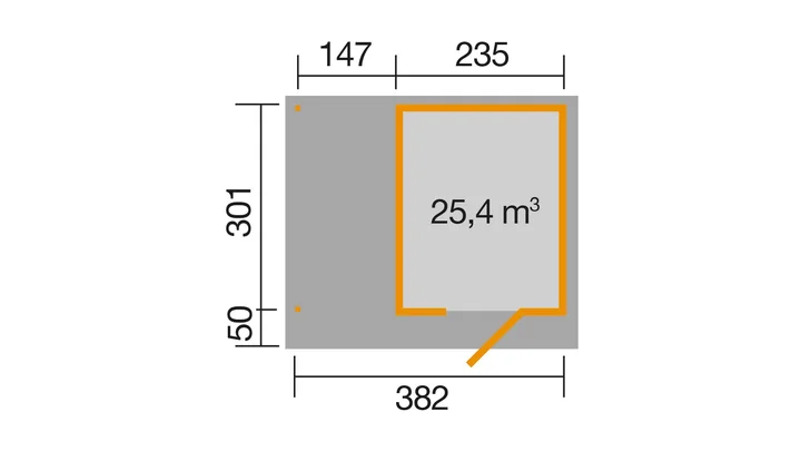 Gartenhaus Softline Kingston 172, 382x301, Naturbelassen