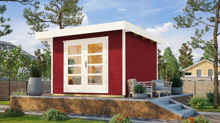 Gartenhaus Marlo 126, 301x295, Schwedenrot