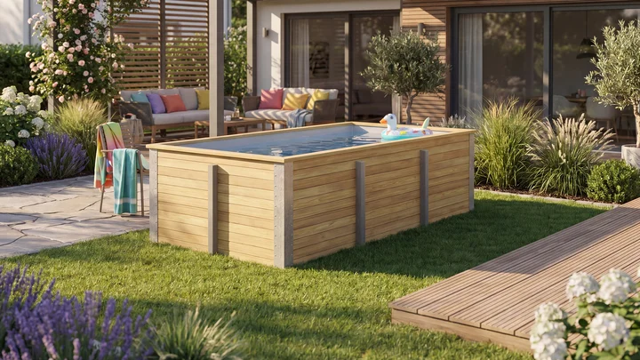 Gartenpool Siarago 595, 416x203, Folie Grau
