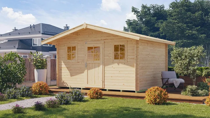 Gartenhaus Blumberg 110, 380x380, Einzeltür, 2 Fenster, naturbelassen