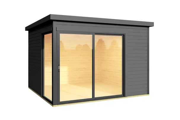 Gartenhaus Clive 412, 300x300, Flachdach, 2 Türen, carbongrau/anthrazit