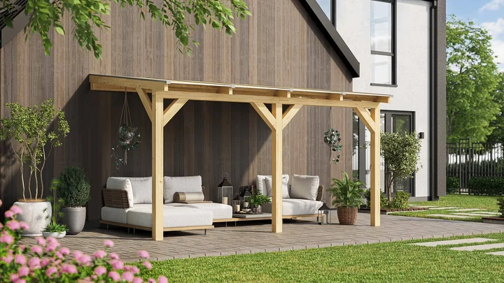 Terrassenüberdachung 672, 337x242, Naturbelassen