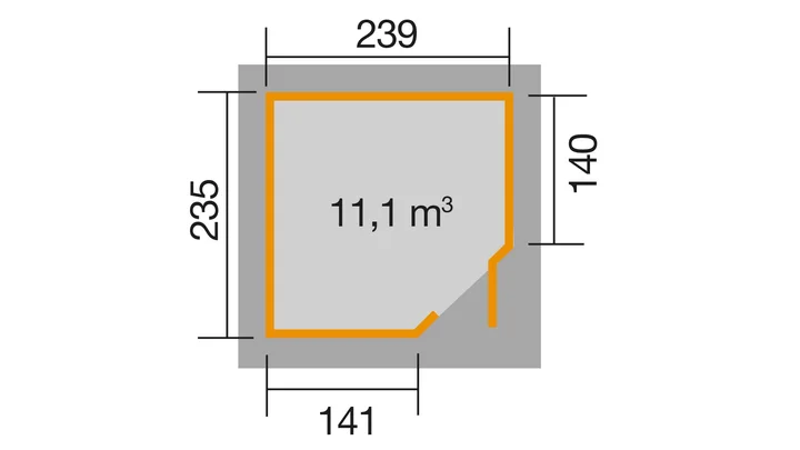 Gartenhaus Blackmount Angle 229, 239x235, Naturbelassen